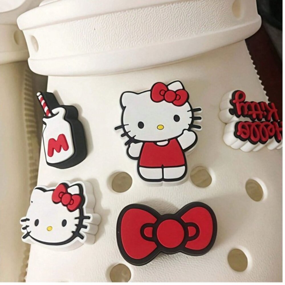 HELLO KITTY (4‎ pc) Large Red & White Crocs Shoe Charms (BRAND-NEW & SO CUTE!)